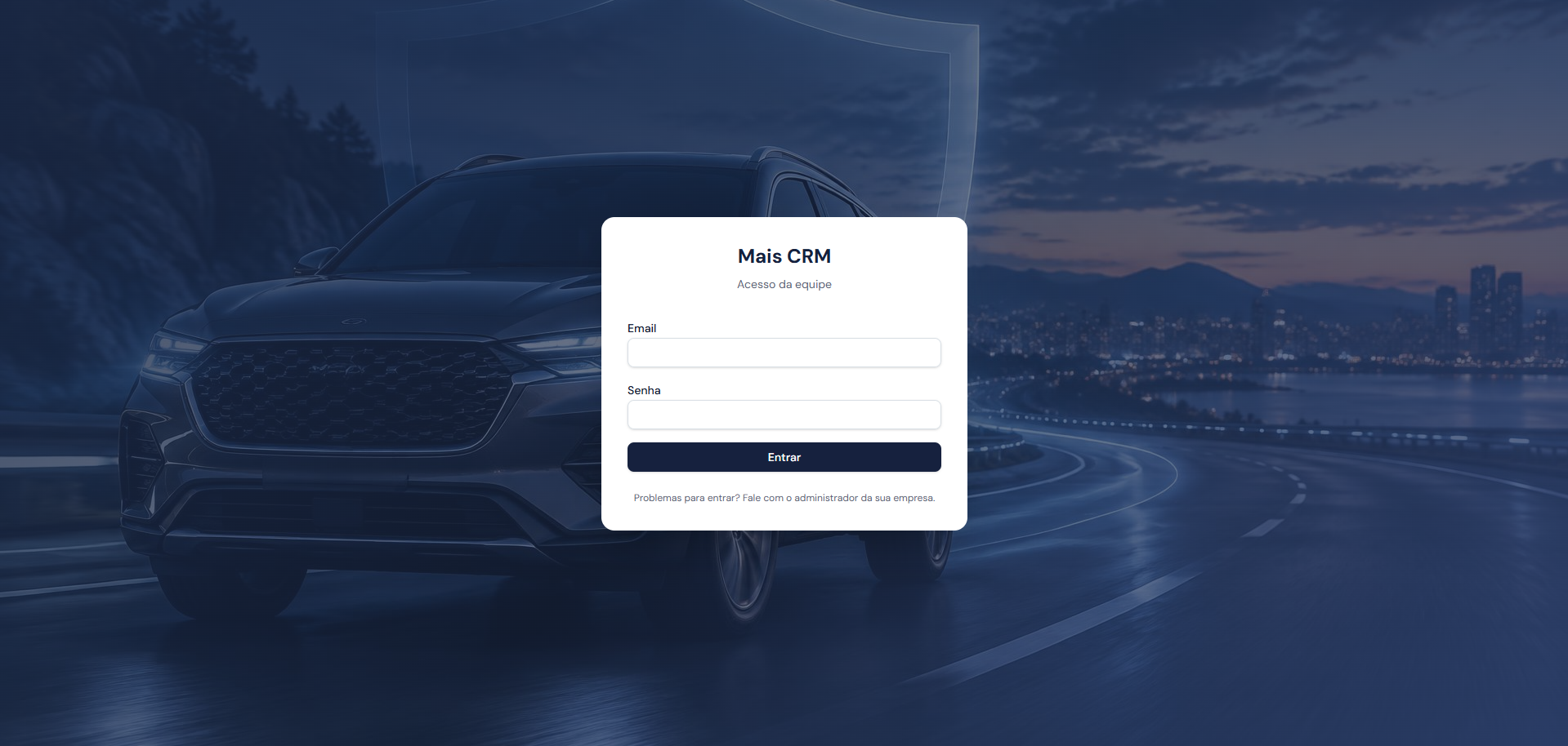 Tela real de login do Mais CRM